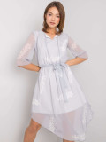 Rochie gri cu motiv floral
