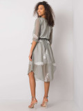 Rochie gri cu motiv floral