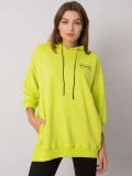 Hanorac din bumbac verde lime cu buzunare