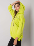 Hanorac din bumbac verde lime cu buzunare