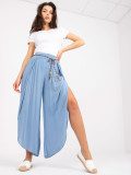 Pantaloni eleganți albaștri cu talie înaltă