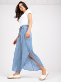 Pantaloni eleganți albaștri cu talie înaltă
