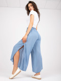 Pantaloni eleganți albaștri cu talie înaltă