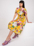 Rochie midi cu flori în galben închis