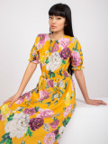 Rochie midi cu flori în galben închis