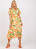 Rochie midi cu flori în portocalie