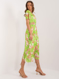 Rochie midi cu flori în verde deschis