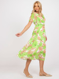 Rochie midi cu flori în verde deschis
