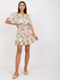 Compleu alb-roșu cu model floral