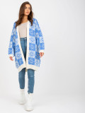 Cardigan alb-albastru cu model RUE PARIS