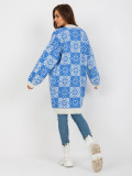 Cardigan alb-albastru cu model RUE PARIS
