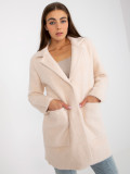 Palton roz deschis din alpaca cu buzunare