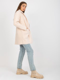 Palton roz deschis din alpaca cu buzunare
