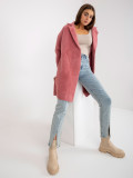 Palton roz din alpaca cu lână Eveline