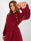 Rochie dres bordeaux cu fustă evazată și elastic în talie
