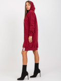 Rochie basic bordeaux cu glugă