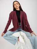 Cardigan asimetric scurt bordo fără închidere