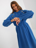 Rochie din bumbac bleumarin cu nasturi