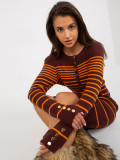 Rochie striată ajustată maro închis