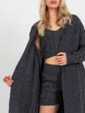 Set tricotat în trei piese, gri închis, cu cardigan