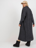 Set tricotat în trei piese, gri închis, cu cardigan