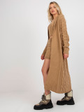 Compleu tricotat camel în trei piese cu top și pantaloni scurți
