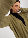 Cardigan scurt asimetric khaki fără închidere