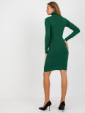 Rochie tricotată verde închis, ajustată, din viscoză