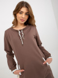 Rochie mini din bumbac cu șnur