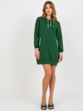 Rochie mini dres verde închis cu buzunare