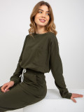Compleu casual khaki cu hanorac scurt