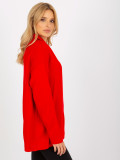 Pulover lung oversize roșu cu guler RUE PARIS