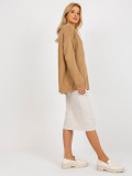 Pulover oversize pentru femei, camel, cu guler RUE PARIS