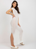 Rochie maxi albă de plajă cu fante