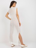 Rochie maxi albă de plajă cu fante