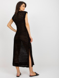 Rochie maxi neagră din dantelă fără mâneci