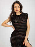Rochie maxi neagră din dantelă fără mâneci