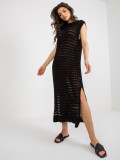 Rochie maxi neagră din dantelă fără mâneci