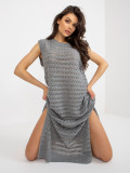 Rochie maxi gri din tricot