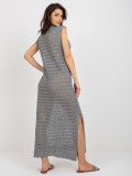Rochie maxi gri din tricot
