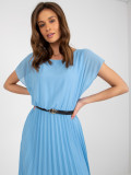 Rochie plisată de culoare albastră deschisă