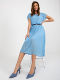 Rochie plisată de culoare albastră deschisă