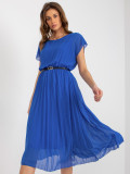 Rochie plisată cobalt cu adăugare de viscoză