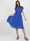 Rochie plisată cobalt cu adăugare de viscoză