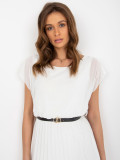 Rochie plisată ecru cu mâneci scurte