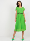 Rochie plisată verde deschis din viscoză