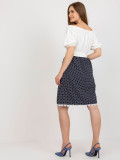 Rochie cocktail ecru-albastră cu curea