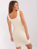 Rochie crem cu legare la decolteu