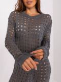 Rochie maxi tricotată gri închis cu mâneci lungi