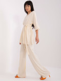 Compleu casual bej deschis cu dungi